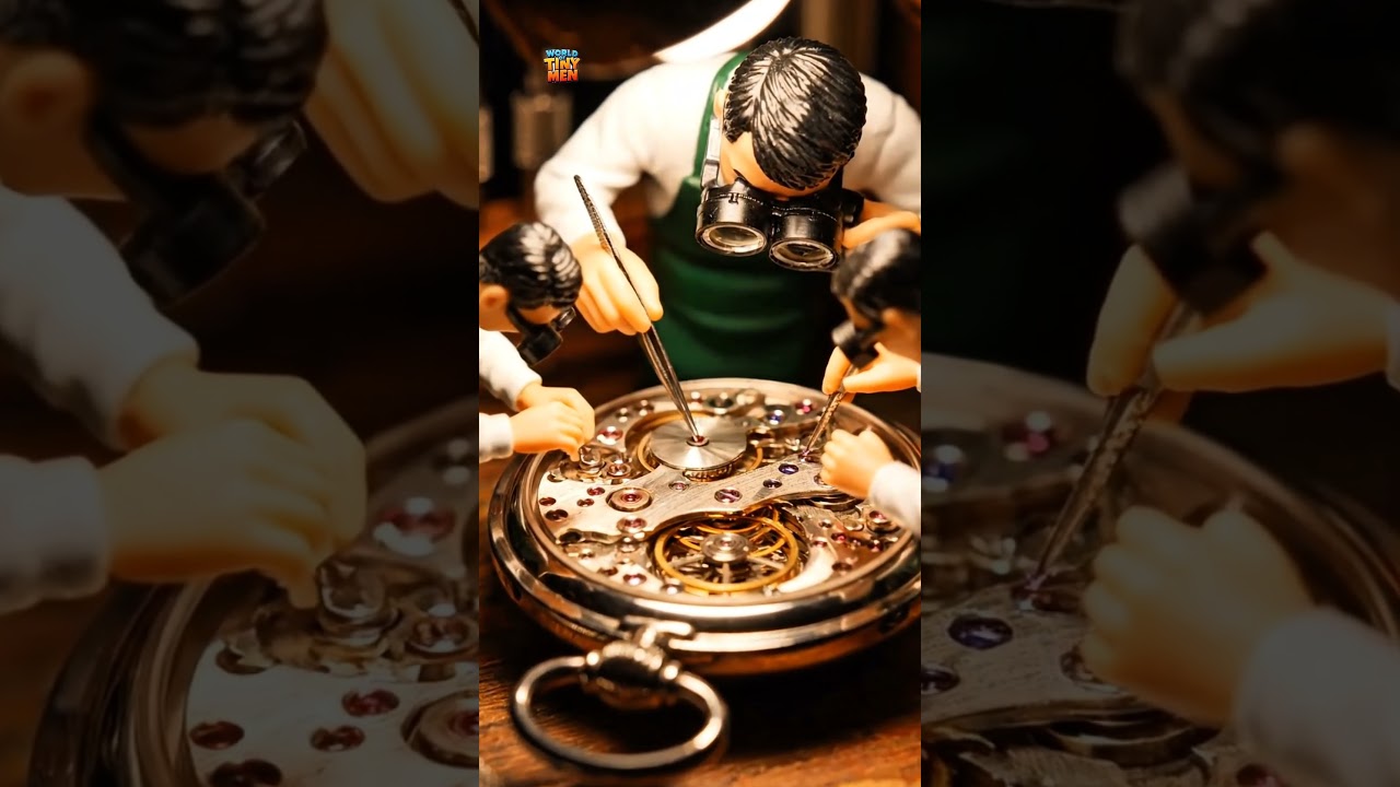 Tiny Watchmakers Repair a Giant Pocket Watch! 🤯🕰️ | Miniature World Art | World Of Tiny Men 