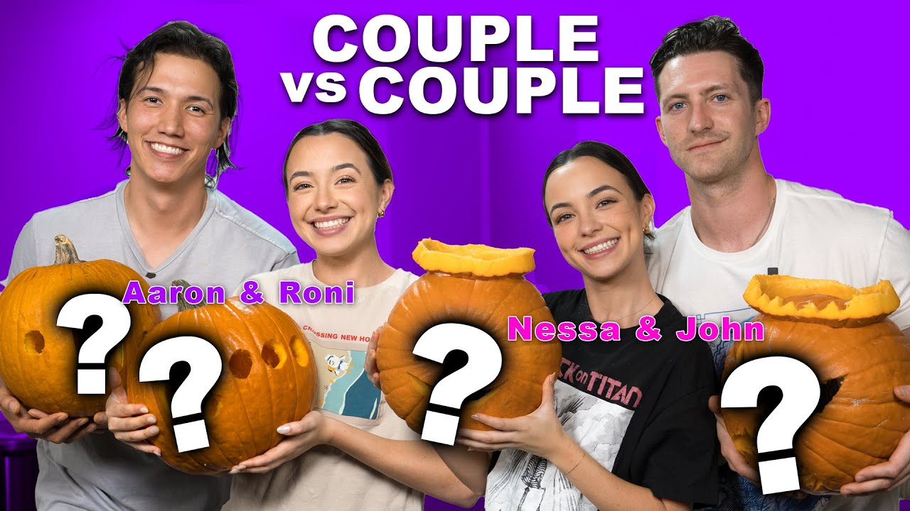 Pumpkin Carving Challenge! Couple vs Couple - Merrell Twins