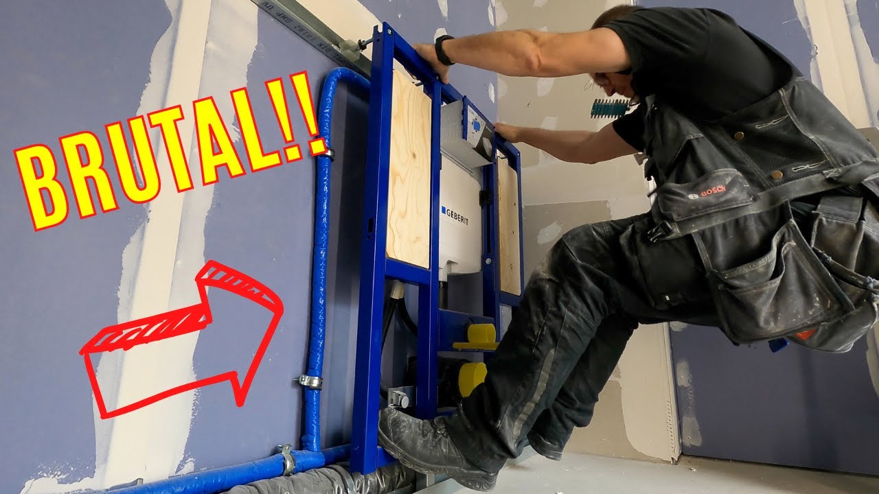 Vorwand behindertengerechtes WC Geberit DuoFix Massivbauplatten Café Baustelle Teil 5 Trockenbau DIY