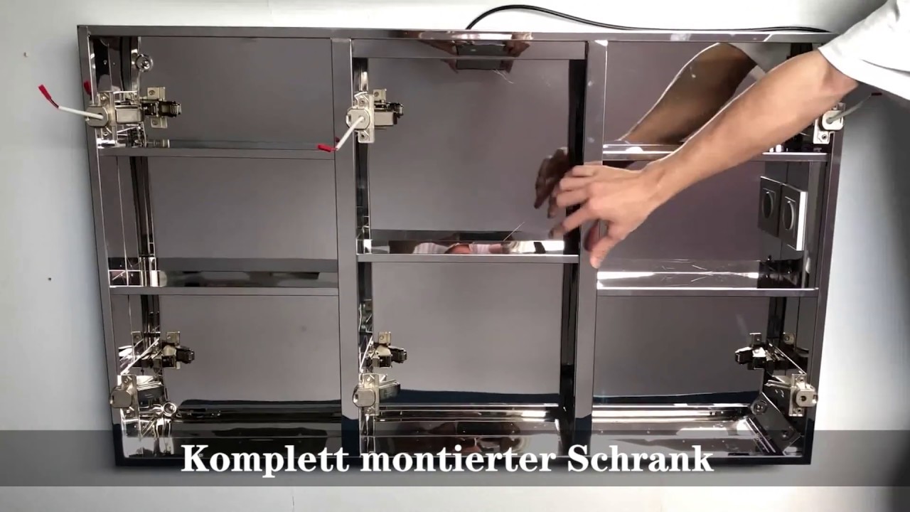 LED Spiegelschrank 3 türig 1050 x 650 x 130 mm Montagevideo GTBC001K