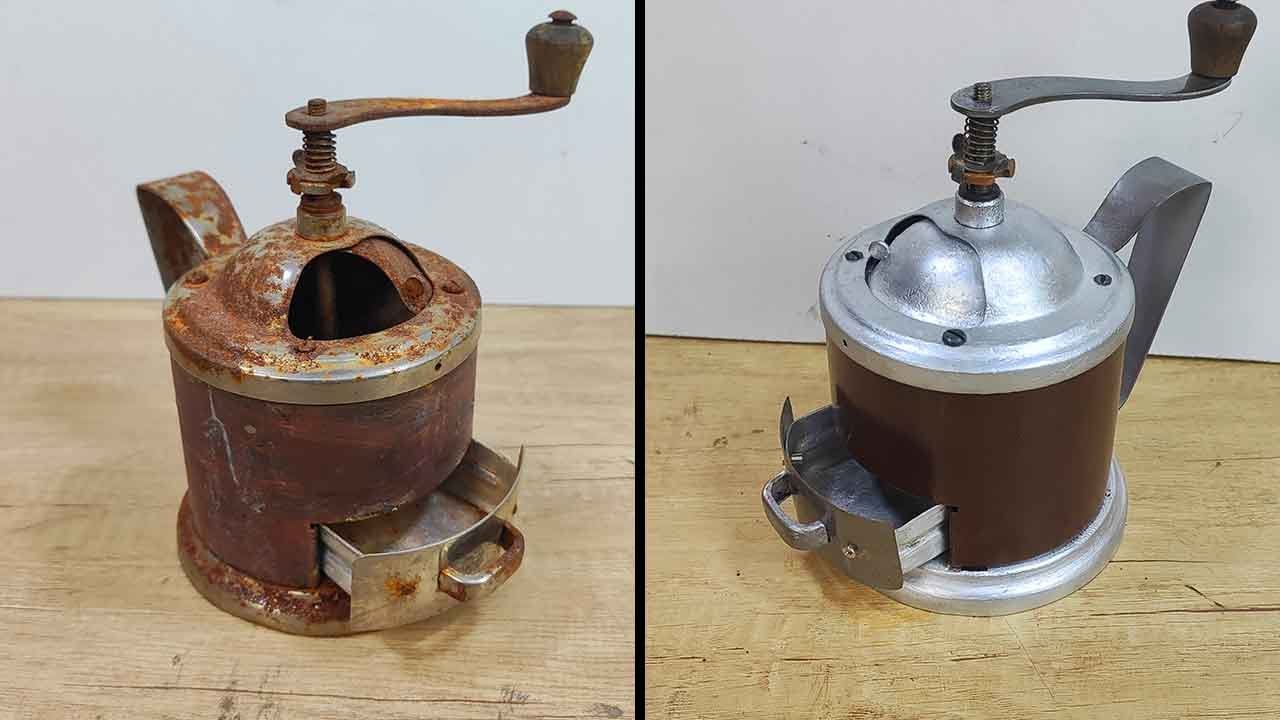 Restoration of an old rusty coffee grinder
