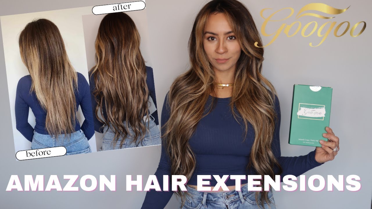 AMAZON CLIP IN HAIR EXTENSIONS TRY ON | GOO GOO HAIR EXTENSIONS | ad