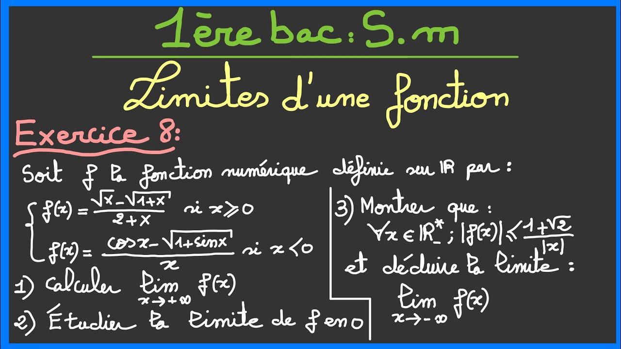 1ère bac S.m : Exercices sur les limites ( Exercice 8 )