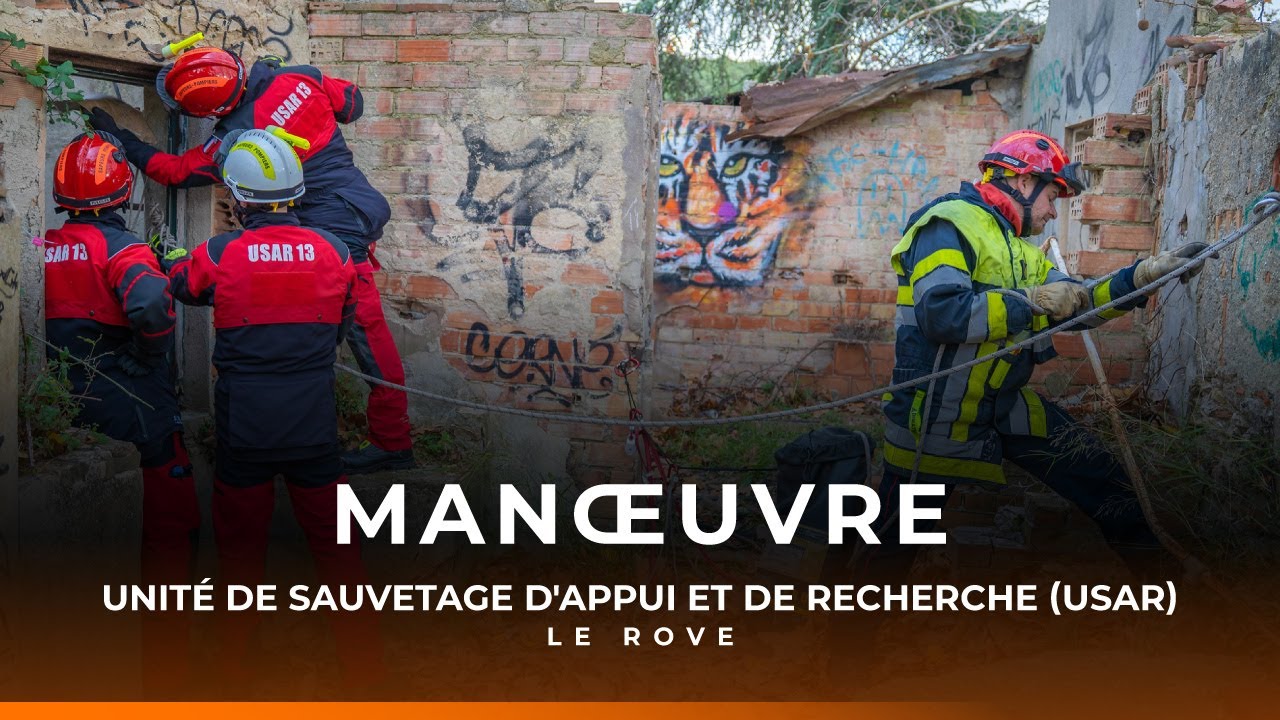 Manœuvre de l'unité de sauvetage d'appui et de recherche (USAR) au Rove.
