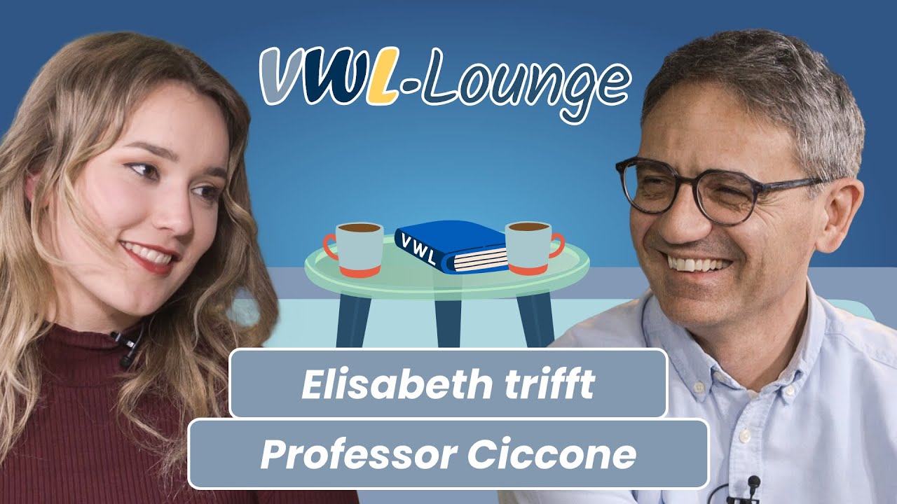 Migration, Mathe und VWL, Jobperspektiven: Studentin Elisabeth trifft Prof Ciccone in der VWL-Lounge