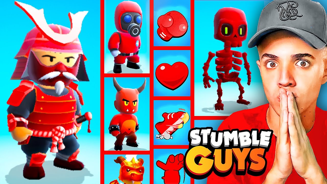 ❤️SOLO PUEDO USAR COSAS ROJAS EN STUMBLE GUYS❤️ Reto Un Solo Color - Jonbtc