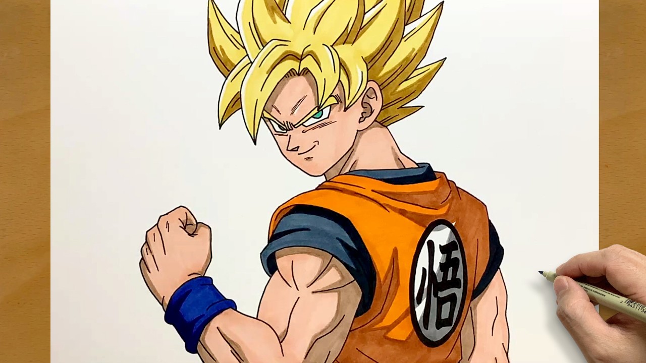 Простой рисунок Гоку в форме Супер Сайяна | Dragon Ball Z