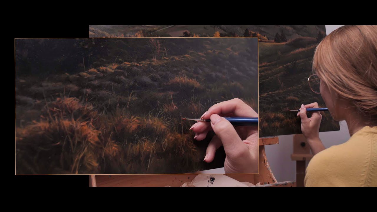 BIG LANDSCAPE speed painting / how to paint grass,  illusion of details