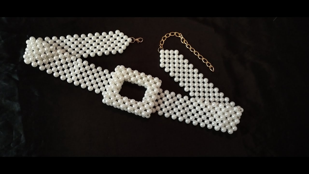 طريقة عمل حزام من الخرز how to make beaded belt
