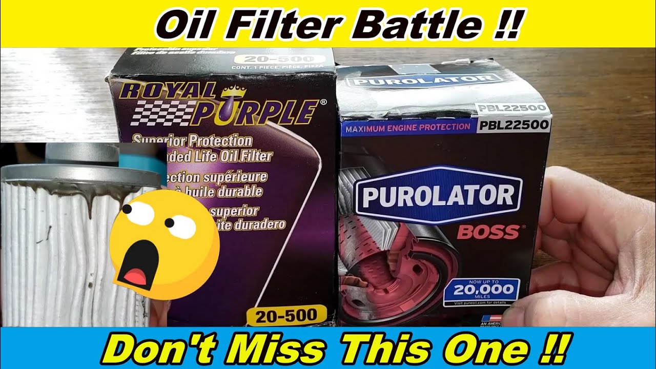 Royal Purple Oil Filter 20-500 Cut Open vs. Purolator Boss Oil Filter PBL22500 Cut Open