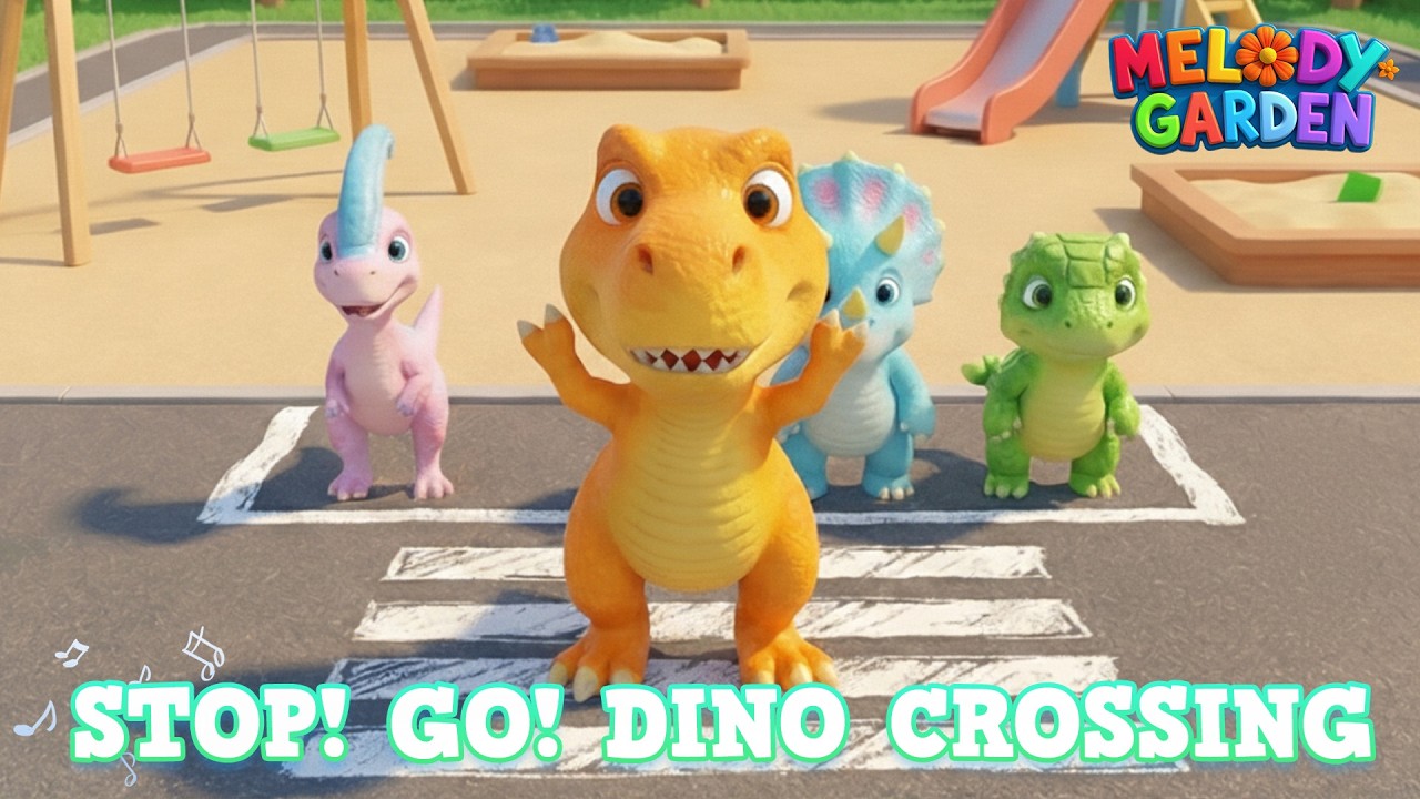 Stop! Go! Dino Crossing! - Nursery Rhymes & Kids Songs - Melody Garden