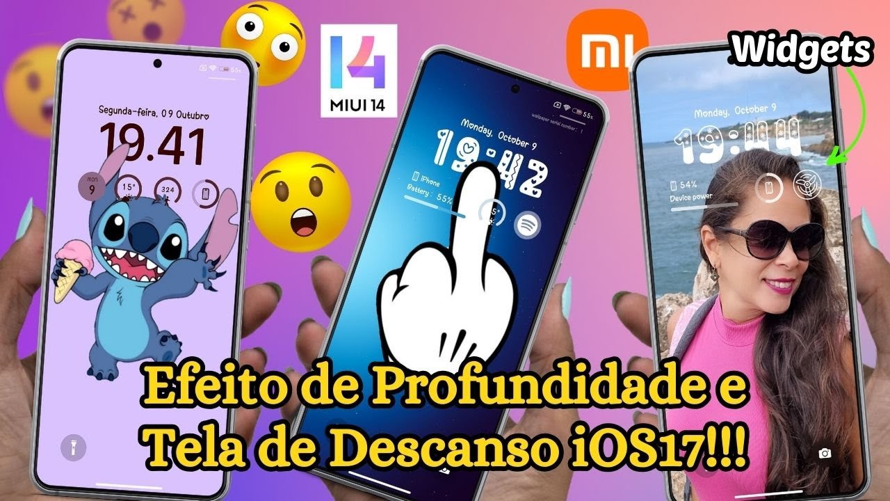 A MELHOR Tela de Bloqueio com Efeito de PROFUNDIDADE iOS 17 no seu XIAOMI | Android 13 | MiUI 14