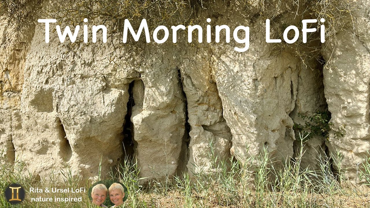 Twin Morning LoFi – a bright earth wall in the morning light, cracks, fissures and small caves