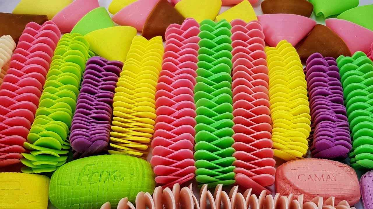 Spirals big, thin and crunchy🌺Cones🥀Cubes🌷Dry soap crashing💙🌹💦satisfying video 😋no talking#asmrrelax