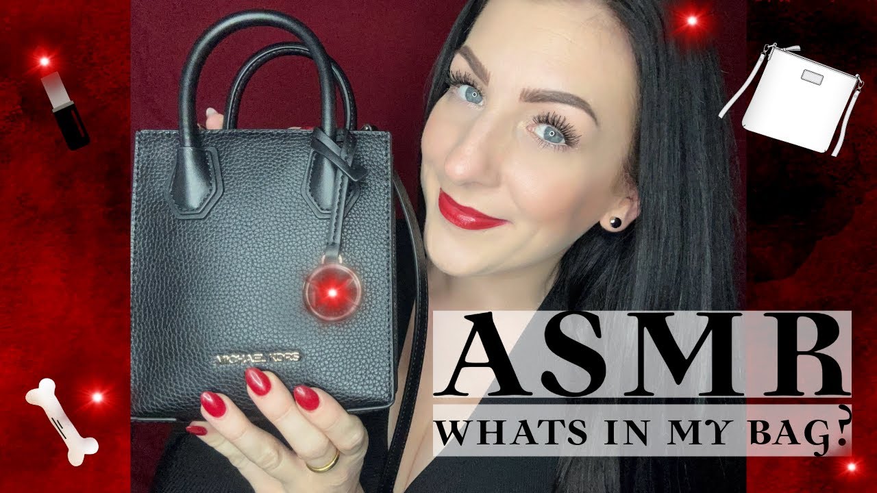 👛👜💄🎙ASMR - What's In My Bag? Up Close Whispering - Mouth Sounds - Tapping & More! 🎙💄👜👛