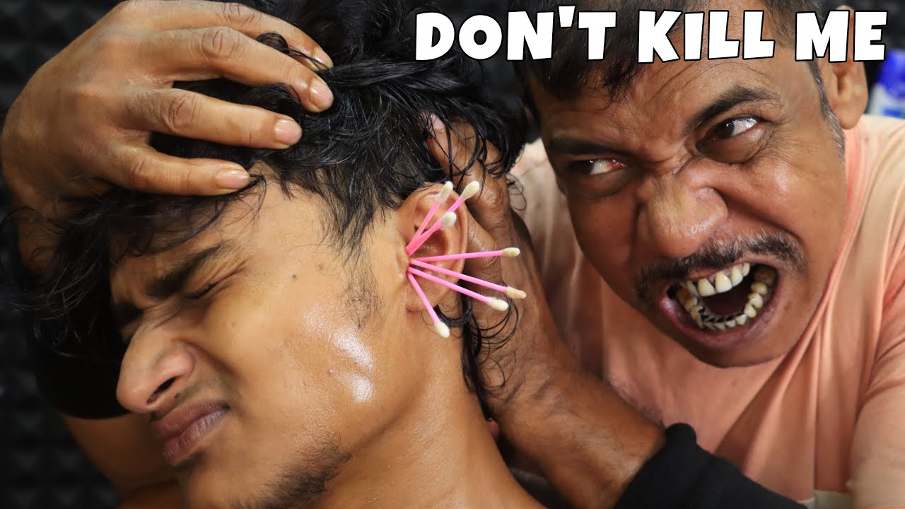 Aggressive Head Massage & Ear Cleaning | Neck , Hair, Spine, Elbow Cracking | Body Massage | ASMR