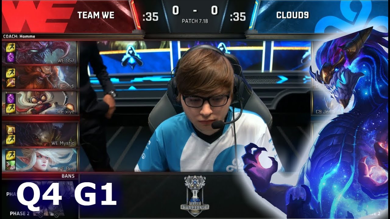 Team WE vs Cloud 9 | Game 1 Quarter Finals S7 LoL Worlds 2017 | WE vs C9 G1