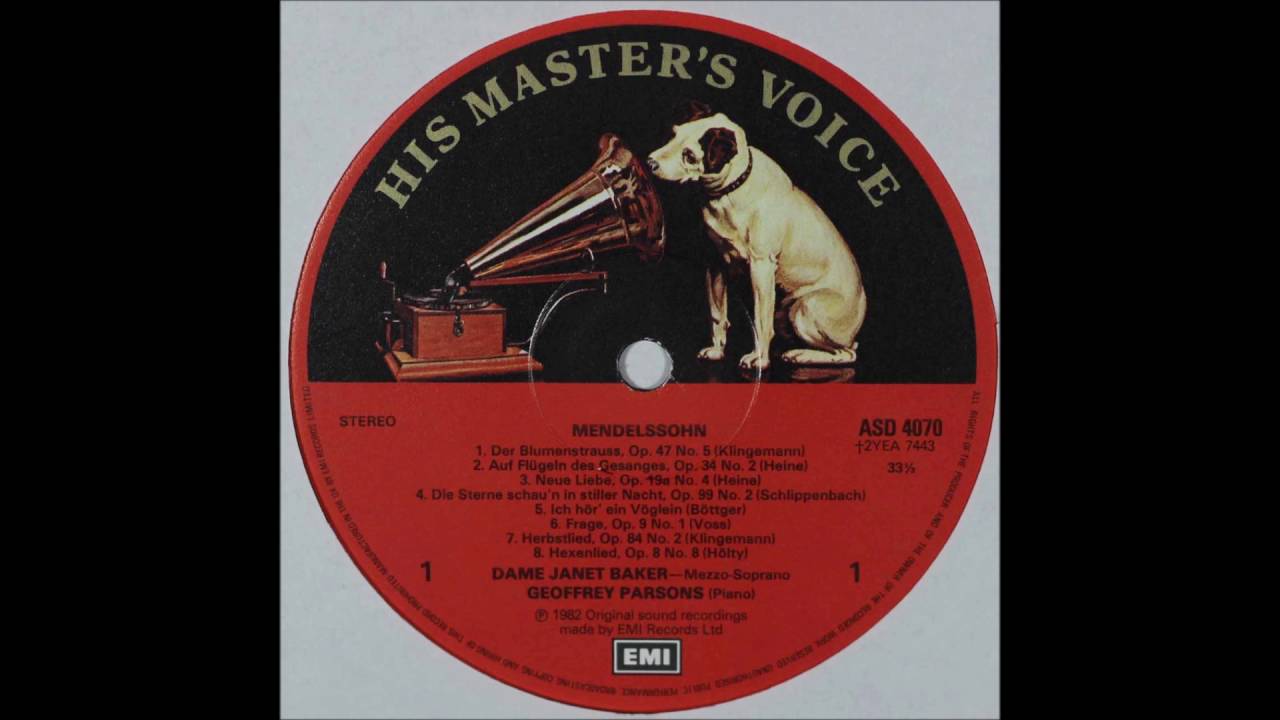 Janet Baker Sings Mendelssohn Songs with Piano Geoffrey Parsons, SIDE 1