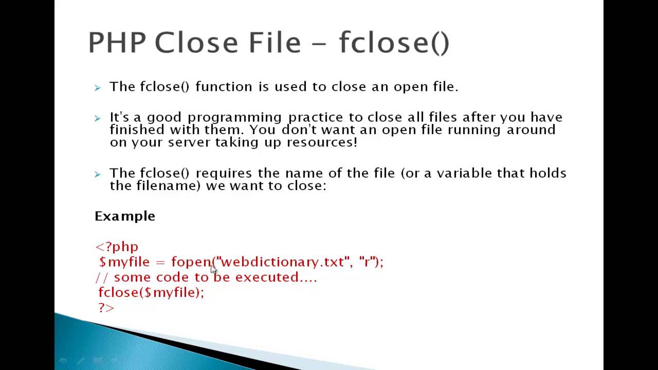 5  PHP Close File   fclose
