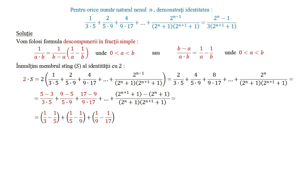 Numere rationale - Descompunere in fractii simple - Sume telescopice - Matematica - Pregatire examen