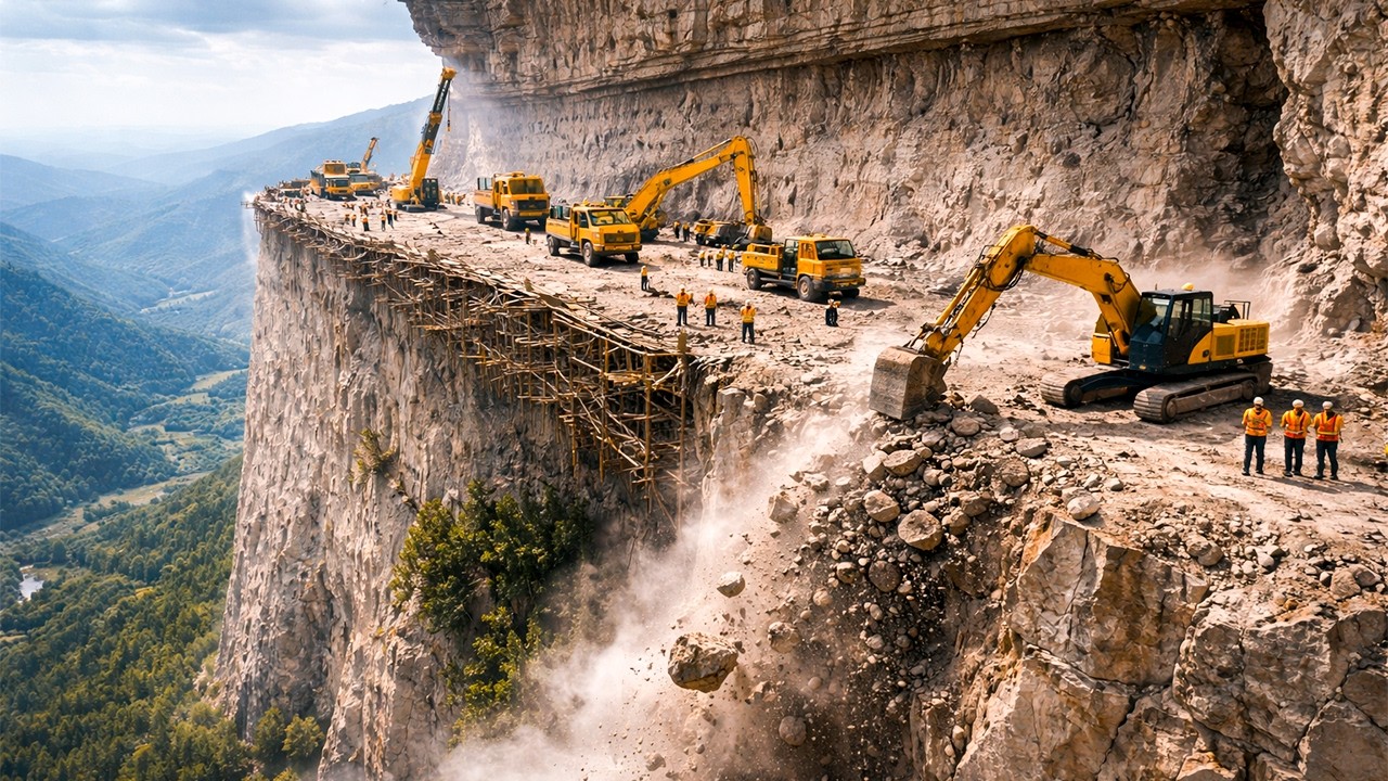 How American Engineers Split Vertical Cliffs to Build Massive Roads in Impossible Terrain