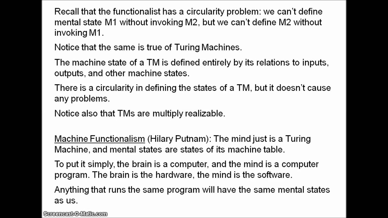 Philosophy of Mind 4.1 - Functionalism