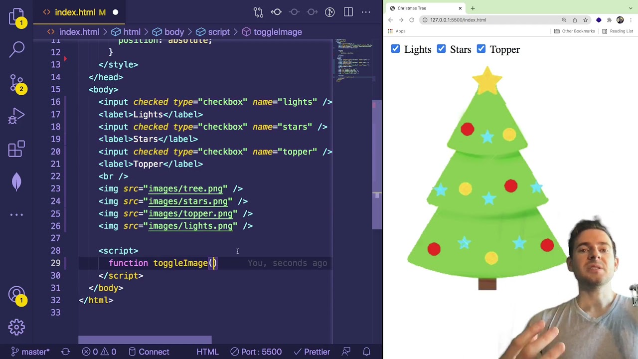How to Toggle a Christmas Tree - Beginner Javascript Practice