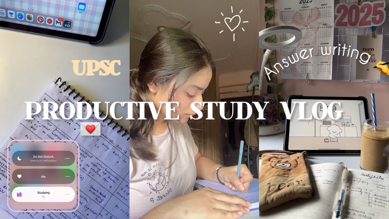 🍵📖Productive Study Vlog| Upsc ,study motivation, productivity 