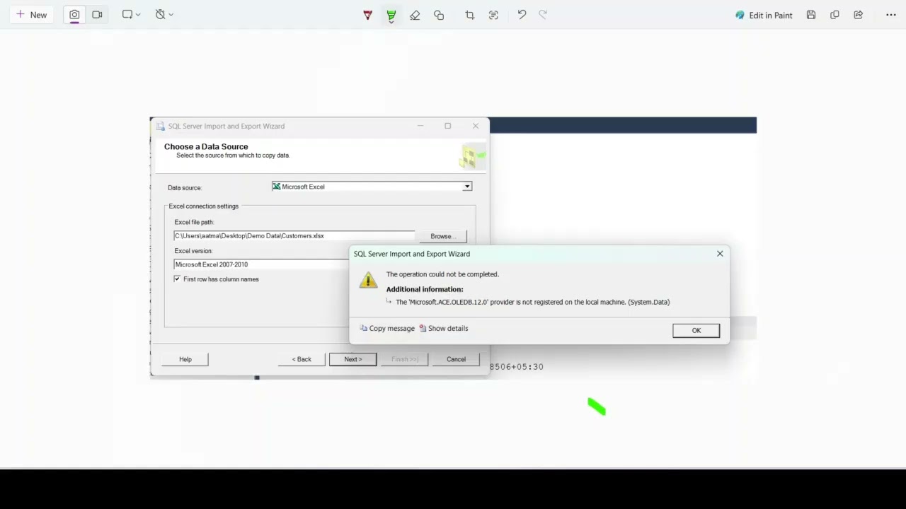 Excel to SQL Server Import Failed? | SQL Import Export Wizard Fix | In English