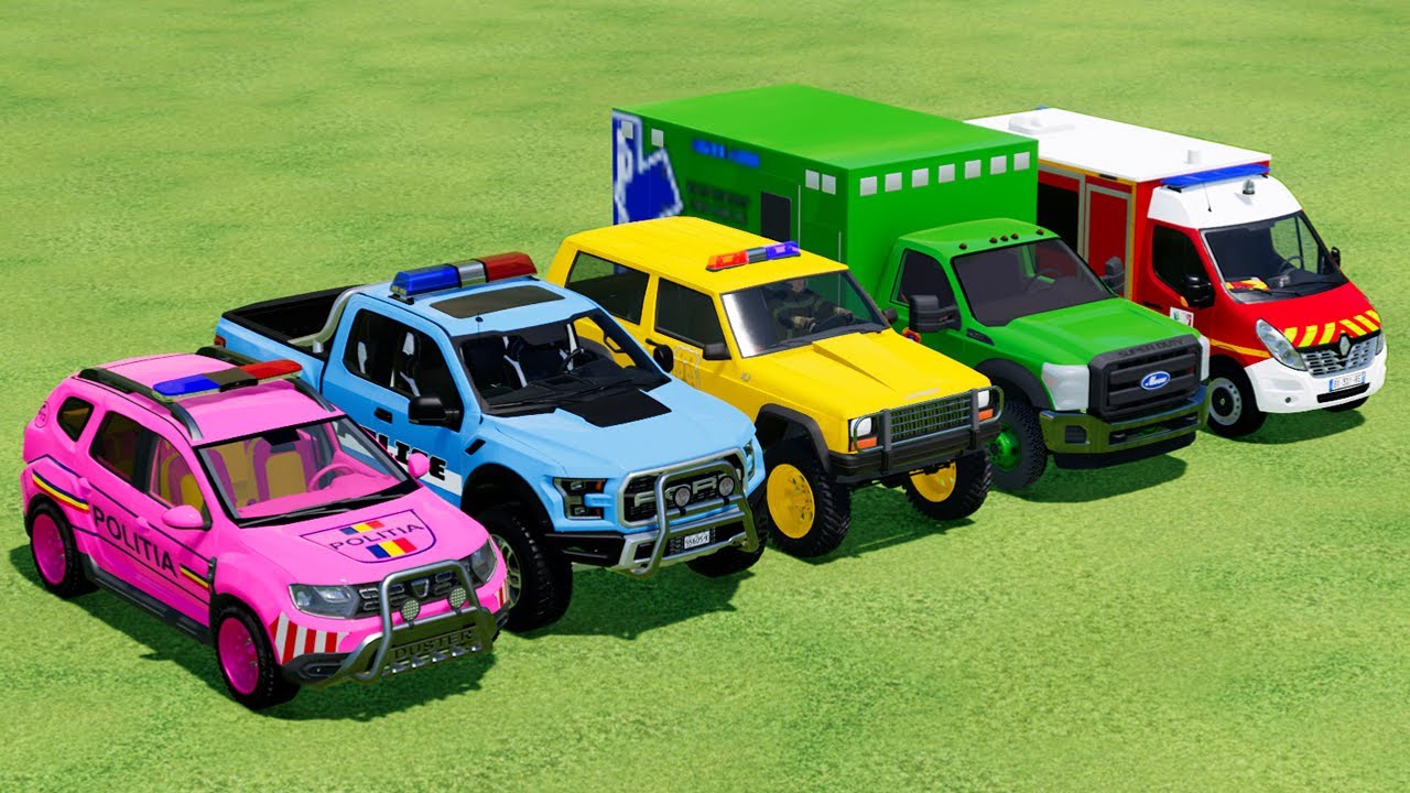 Dacia, Ford, Lizard Motors, Ambulance, Renault With Cars Transport of Man Trucks