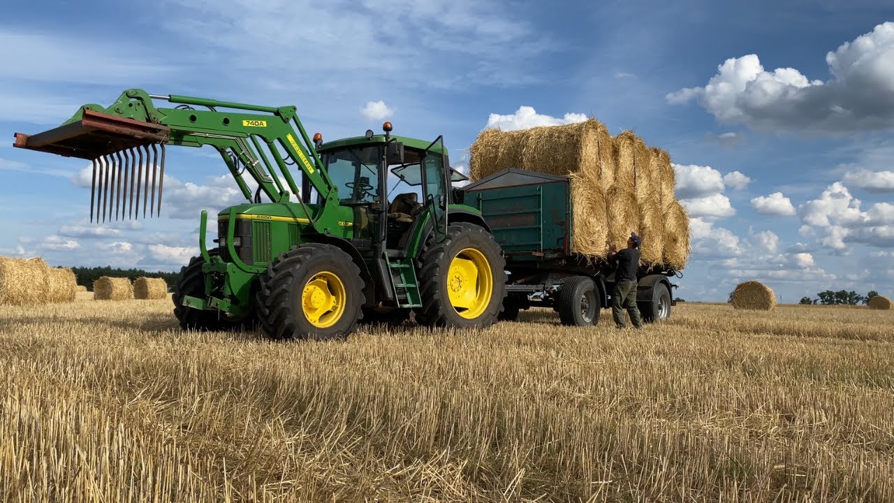 Prace Pożniwne☆Zbieranie Bel Słomy 2023✔John Deere 6800 w Akcji!!