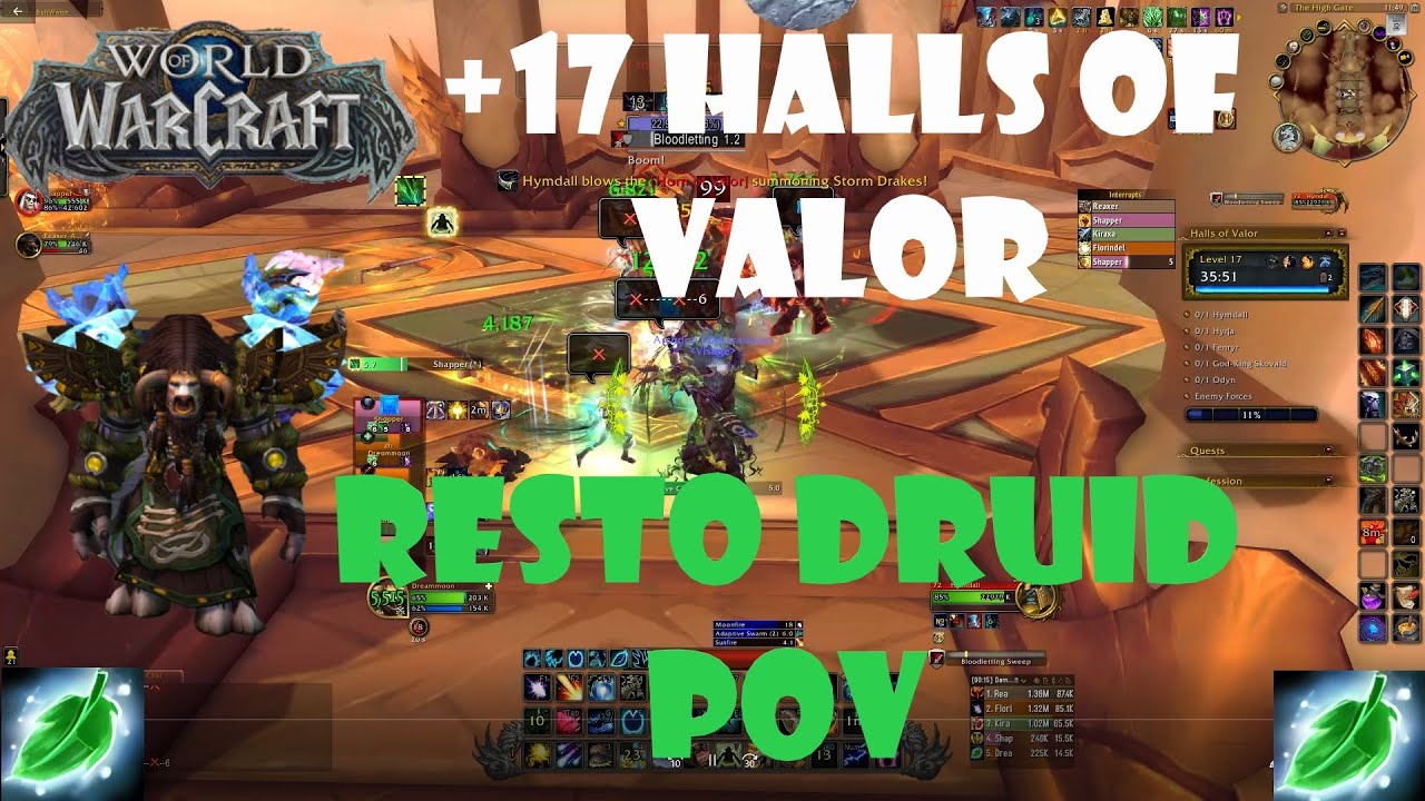 Resto Druid +17 Halls of Valor - Tyrannical/Volcanic/Bolstering/Thundering - Dragonflight 10.0.5 M+