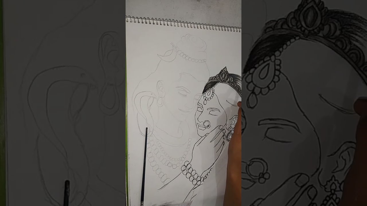Shivratri special art of shiv and Parvati using charcoal powder ✨🌟 easy step by step