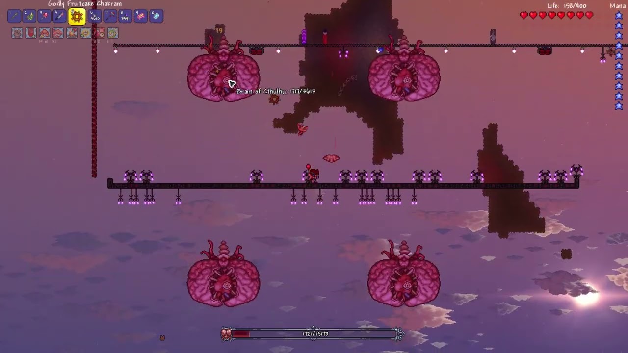 Terraria 1.4.5 Legendary difficulty boss fight - brain of cthulhu