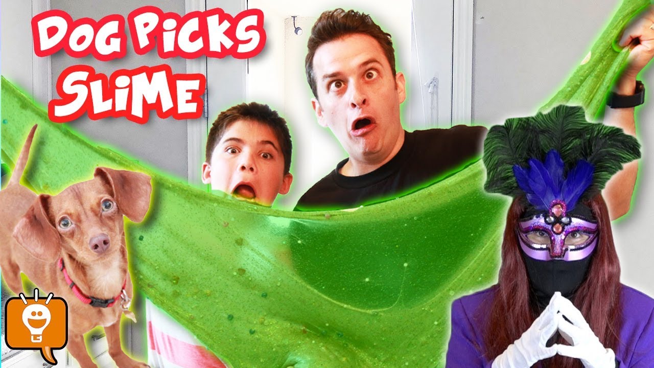 DOG Picks Our Slime Ingredients! GAME TRIXSTER Challenge - by HobbyFamilyTV