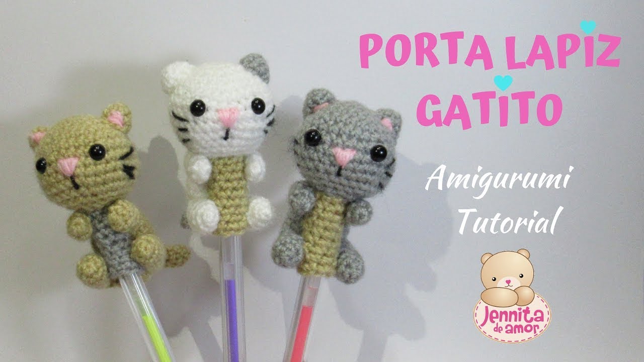 PORTA LAPIZ GATITO  Amigurumi Tutorial miniatura