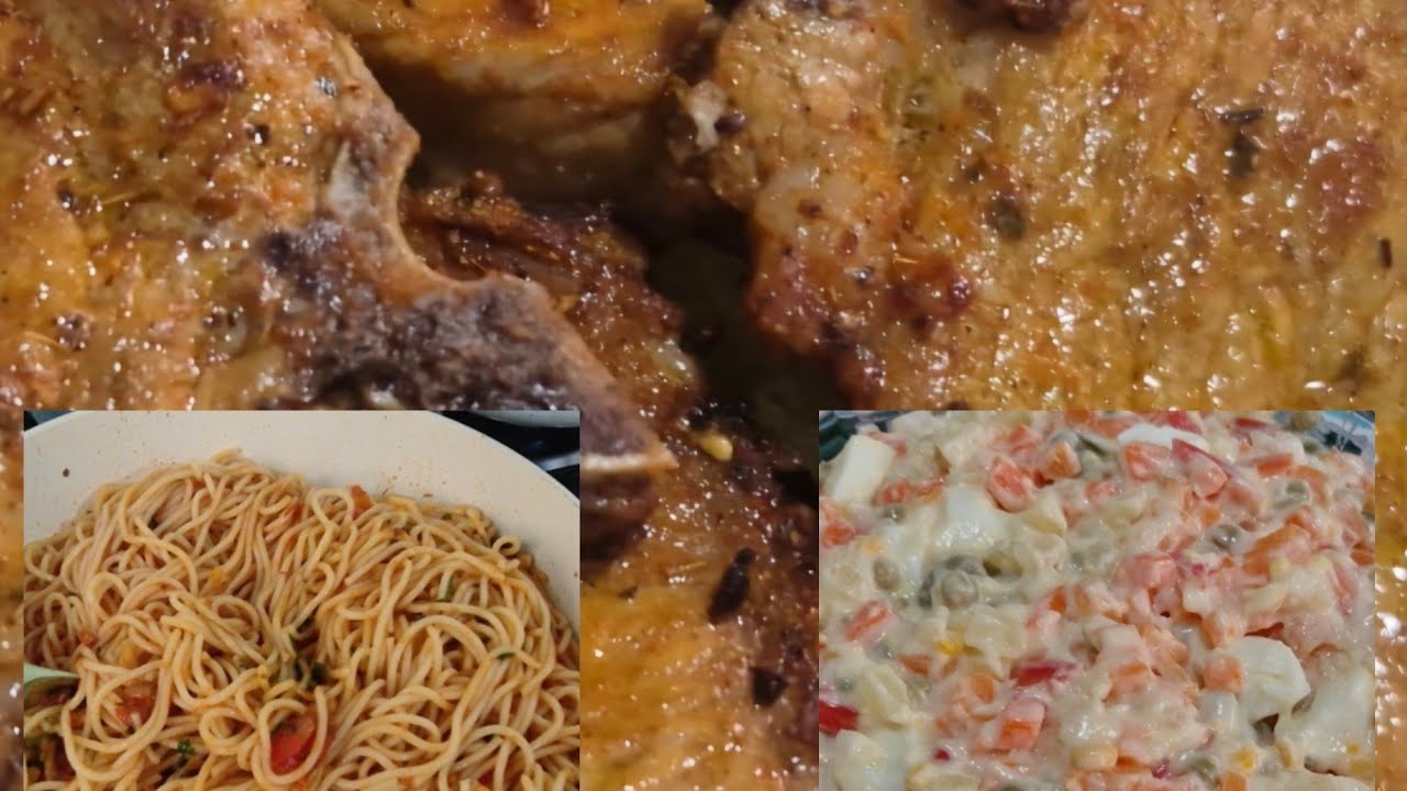 ALMOÇO DE DOMINGO  🍝🥩🍲SIMPLES RÁPIDO E  FÁCIL DE  FAZER #explore #comidafacil #bisteca #viralvideos 