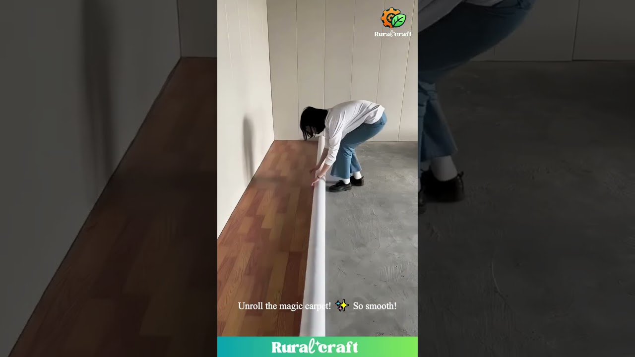 Floor Upgrade in 5 Seconds ✨ This Roll-Out Flooring is SATISFYING! #oddlysatisfying #diy #homegoals