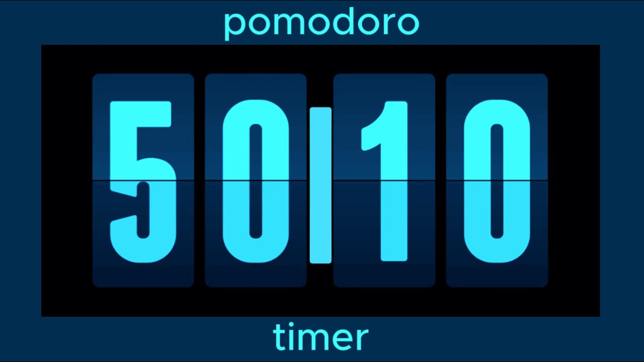 50 I 10 pomodoro timer / 4 hour • electric blue design • flip timer • no music • only bell /