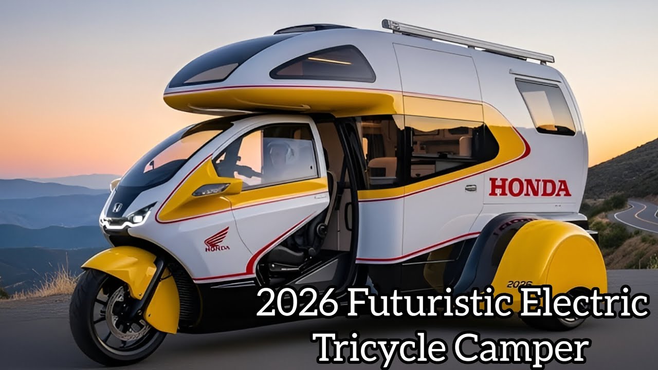 World’s Most Futuristic 2026 Electric Trike Camper Revealed
