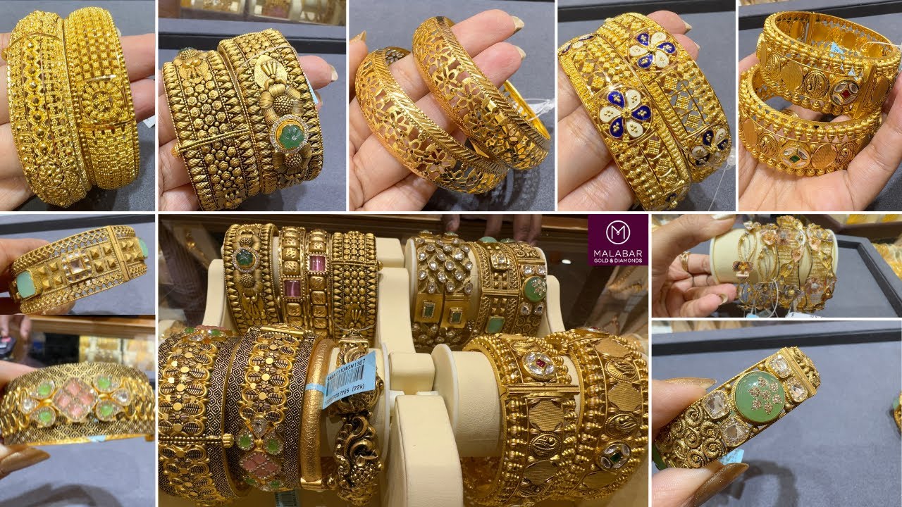 Широкие браслеты Malabar Gold & Diamond 22k от легких до тяжелых, от 72 000 рупий по коду 😲