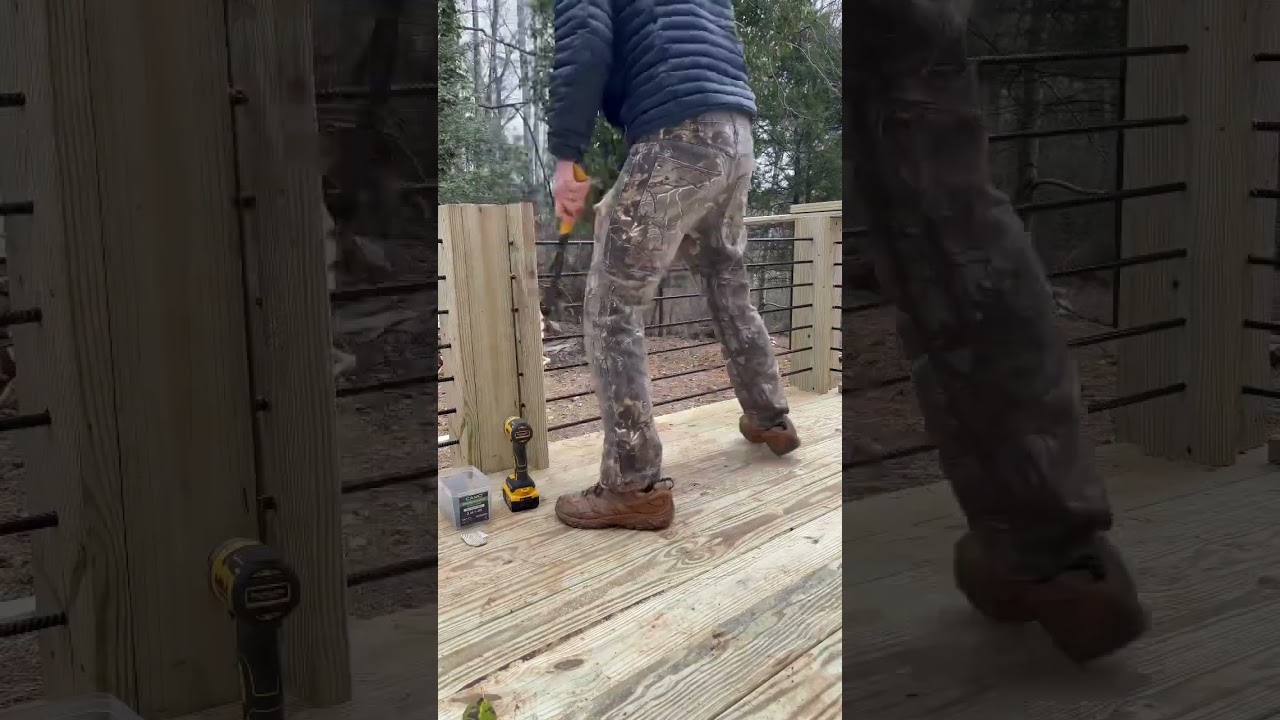 Beautiful back deck guardrail 😍 #construction #builder #deck  #shorts #diy #deckdesign #skills