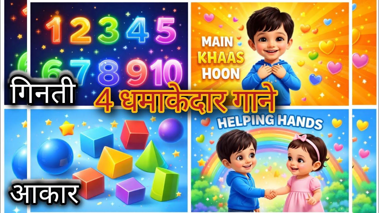 1 से 10 तक गिनती + मैं खास हूँ और प्यारे बाल गीत | 3D Animated Counting 1 to 10 & Hindi Kids Songs 