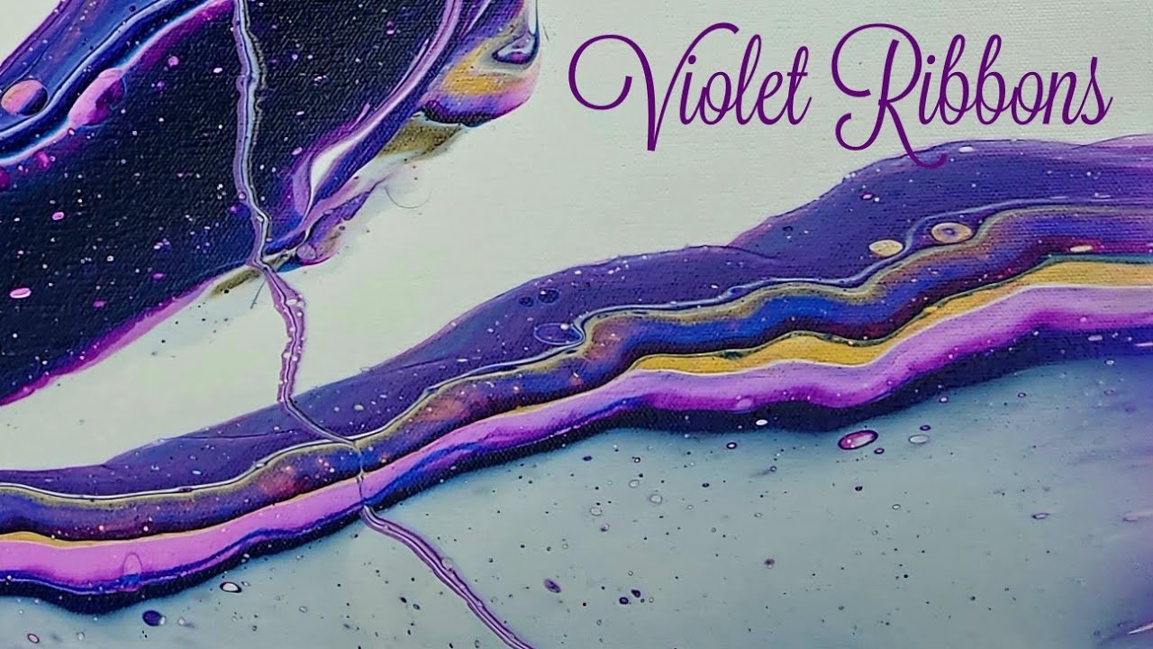 Violet Ribbons!  Bold and Dynamic Acrylic Ribbon Pour with Pebeo Magic!