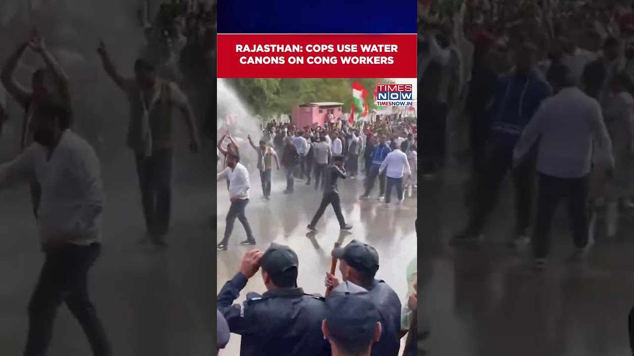 Rajasthan: Police Use Water Cannon Against Congress Workers In Jaipur #shorts
