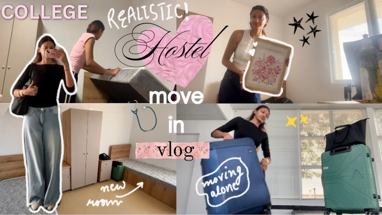 COLLEGE HOSTEL MOVE IN VLOG *REALISTIC* (medical uni dorm tour, Indian med student hostel move in)
