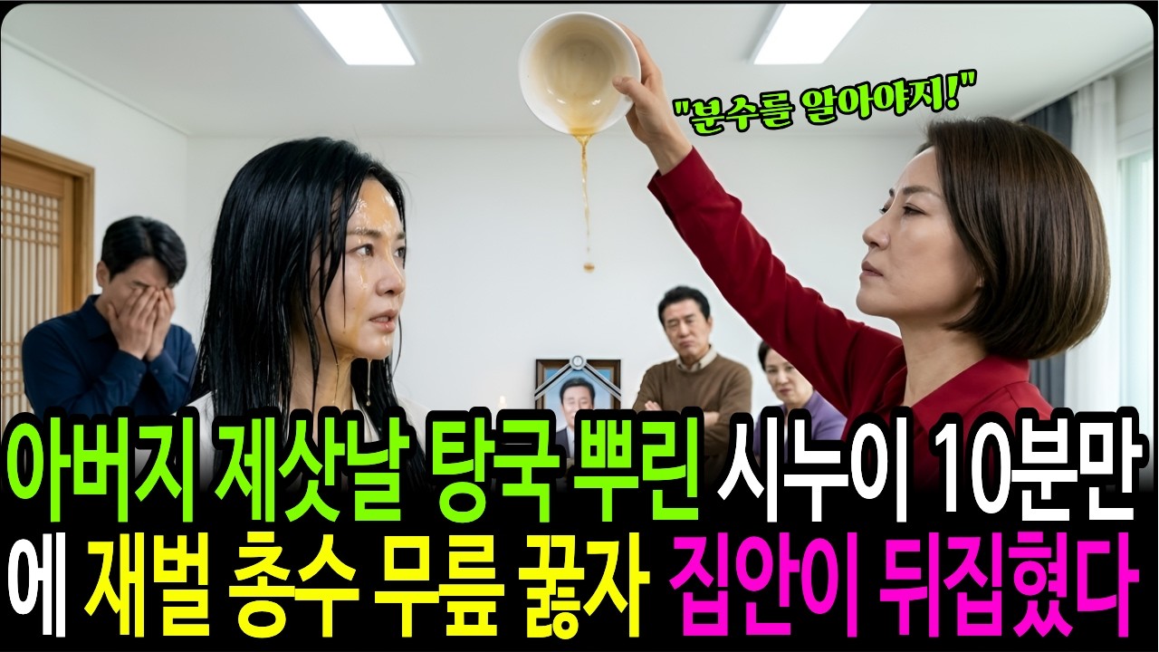 친정아버지 제삿날 친척들 앞에서제사 음식 내 얼굴에 뿌린 시누이,10분 뒤 재벌 총수가 나타나 무릎 꿇으며한마디에 집안 전체가 얼어붙는데..