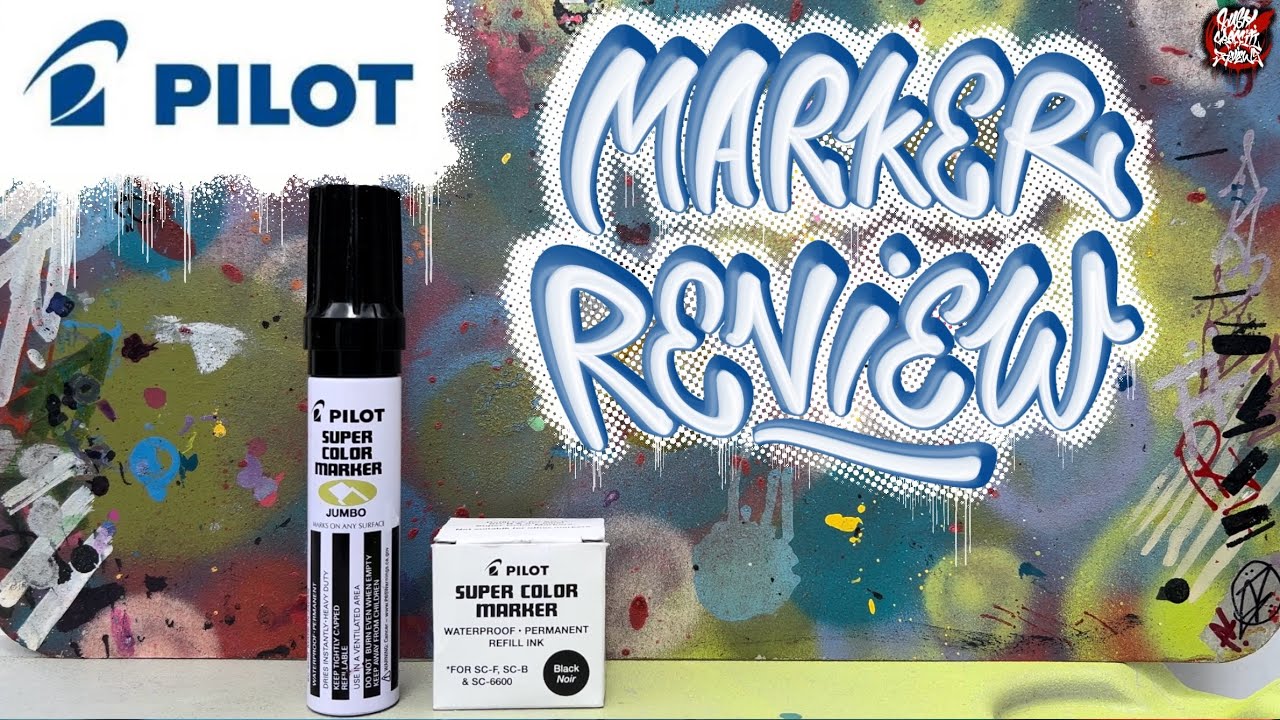 Pilot jumbo black super color marker (graffiti marker review) & how to flip the nib