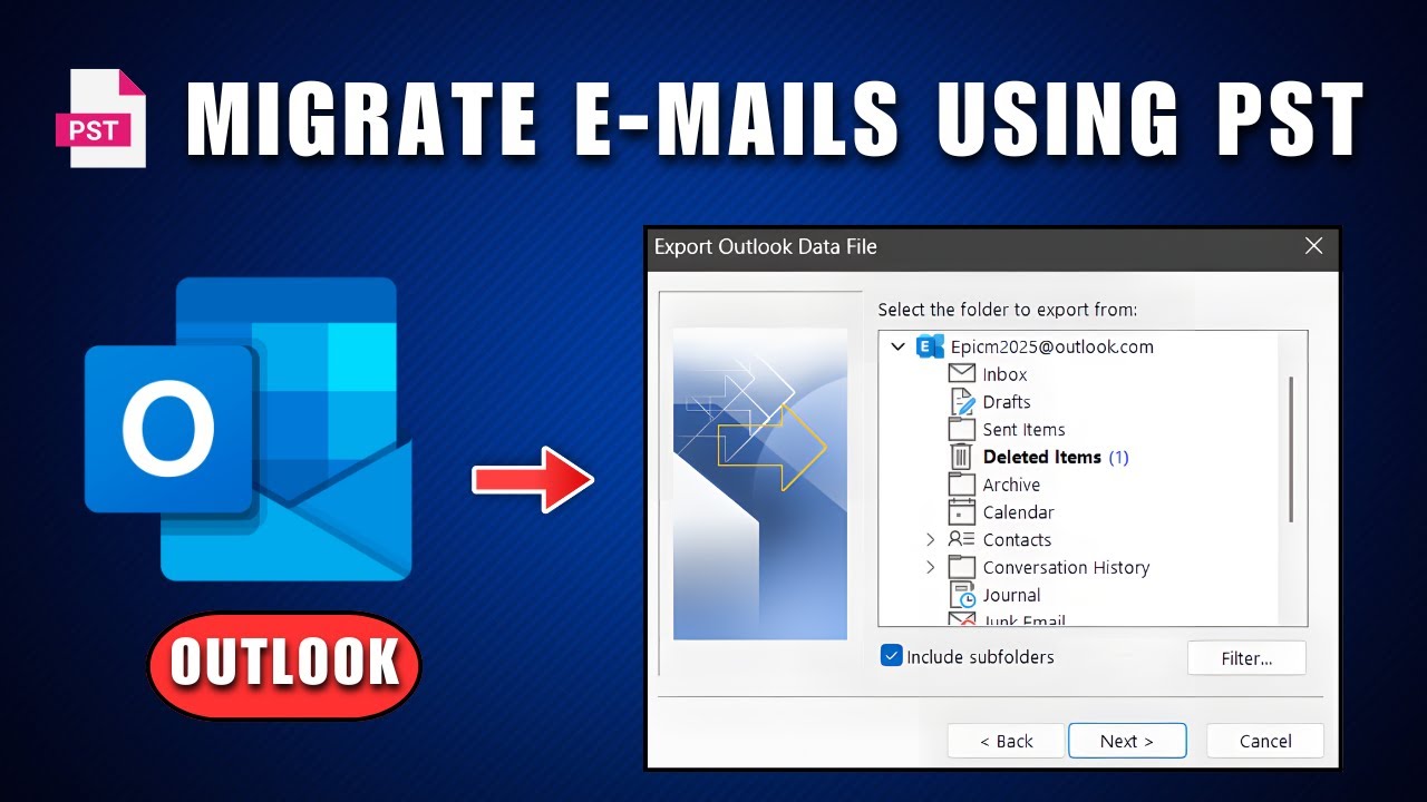 Как перенести электронные письма с помощью PST-файла в Microsoft Outlook 2026