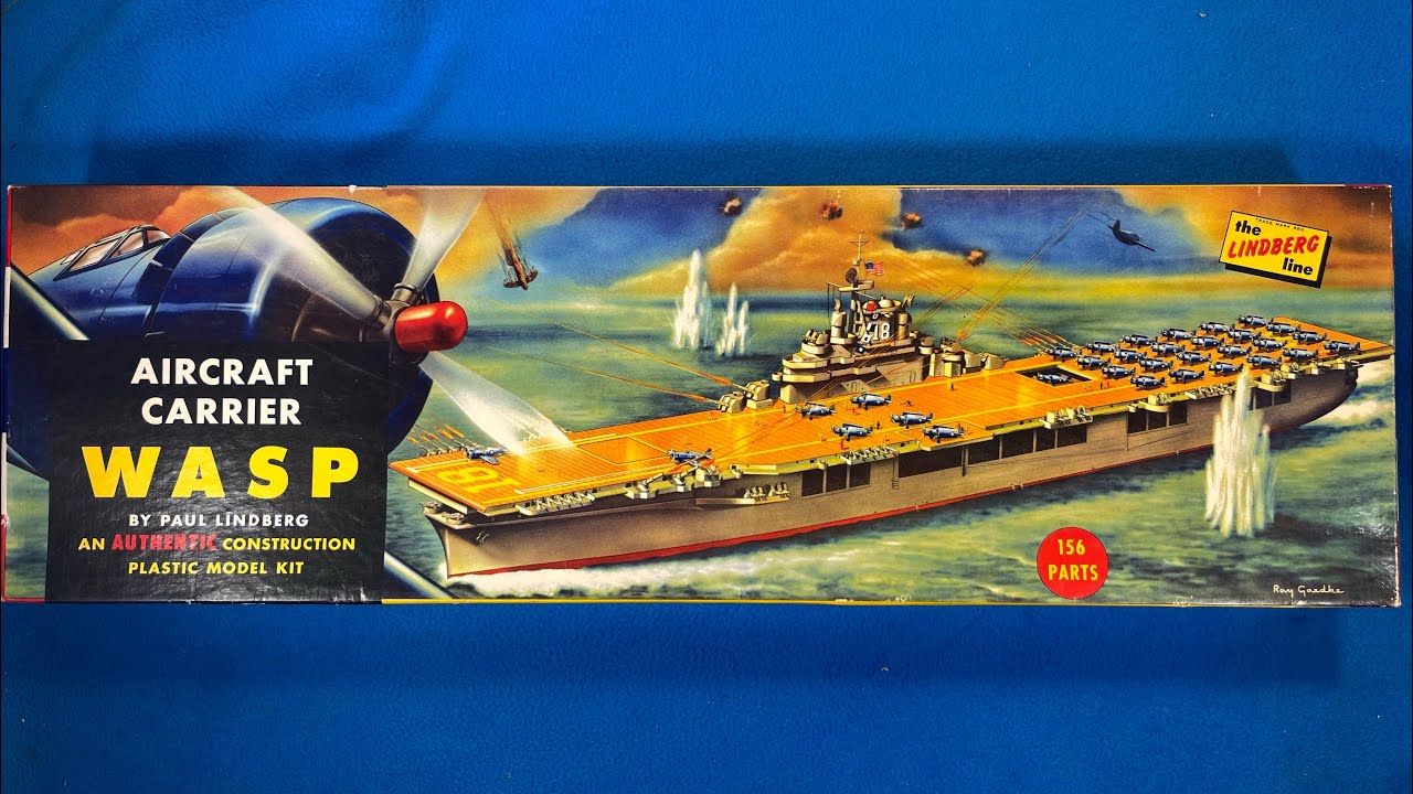 Обзор и распаковка винтажной модели авианосца Lindberg 1959 года USS Wasp CV-18.